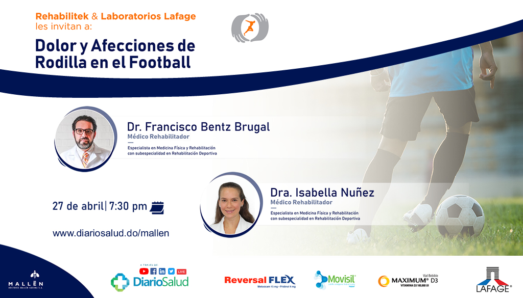 Rehabilitek y Doctores Mallén invitan a webinar sobre dolor y afecciones de rodilla en el Football 