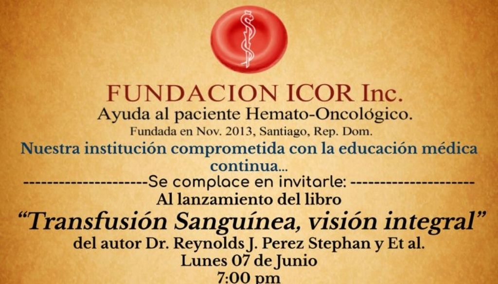 Invitan a lanzamiento de libro sobre transfusión sanguínea 