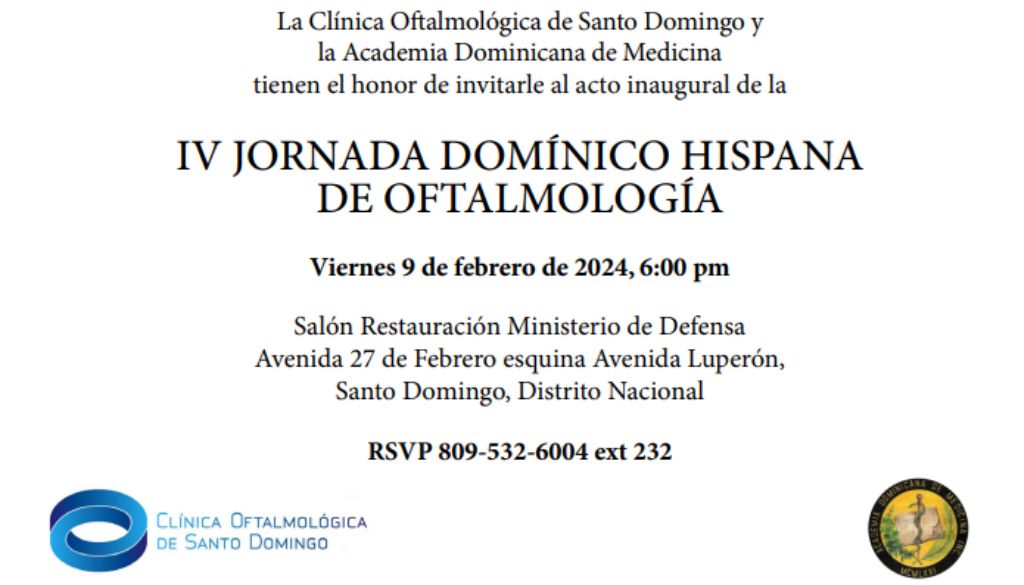 Clínica Oftalmológica de Santo Domingo anuncia curso IV Jornada Domínico Hispana de Oftalmología 