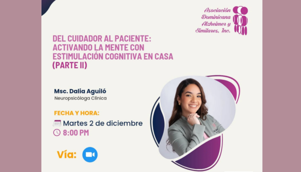 Asociación de Alzheimer invita a conferencia sobre estimulación cognitiva en casa 